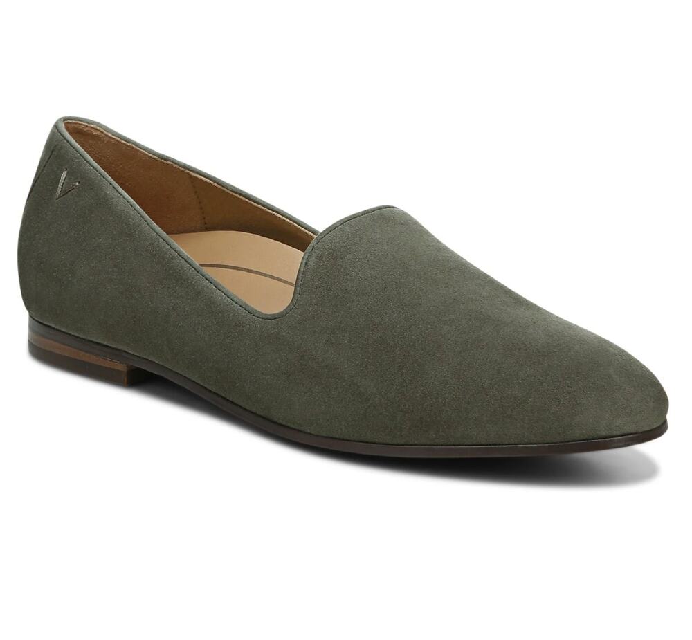 Vionic Willa Olive Green Suede Loafers Flats Womens Size 6.5 Orthotic Comfort